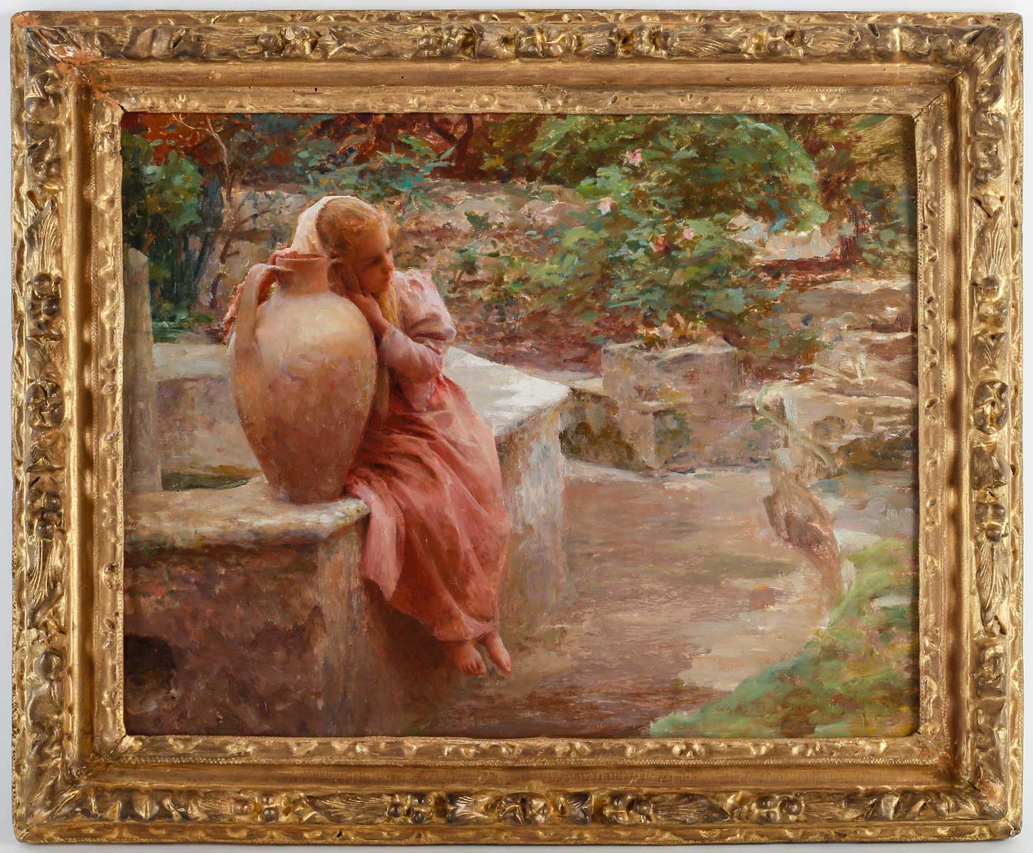 Henri Paul ROYER (1869 -1938) Petite fille à la fontaine cadre