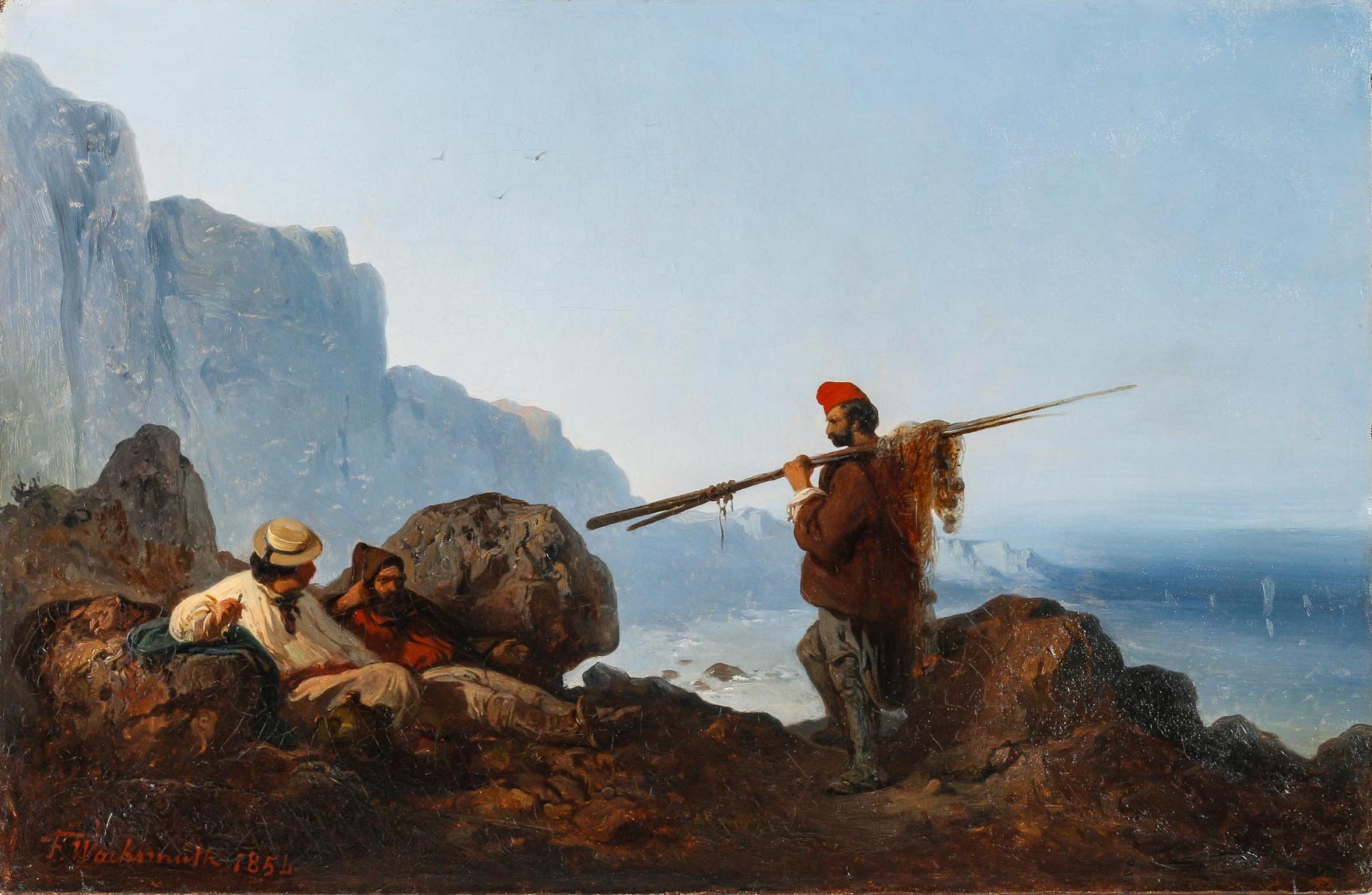 Ferdinand WACHSMUTH (1802 - 1869) Pêcheurs en bord de mer