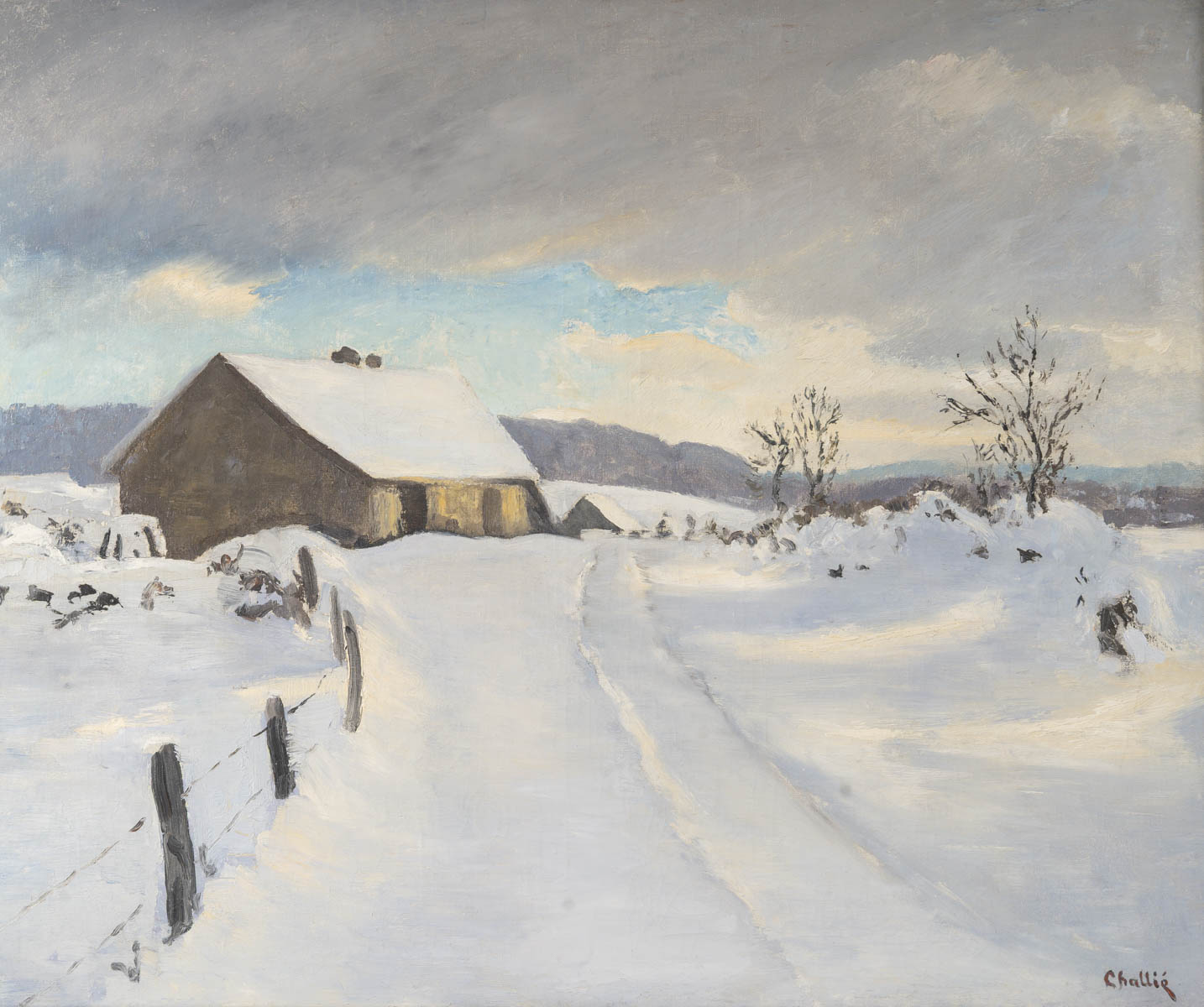 Jean CHALLIÉ (1880-1943) Paysage de neige, Jura