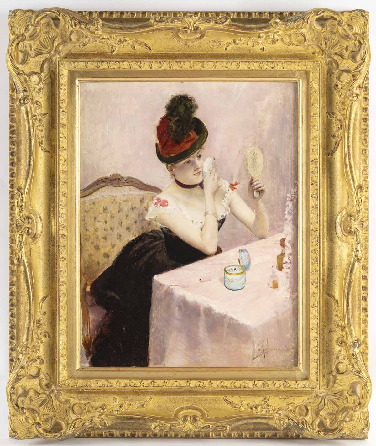 Georges-Antoine ROCHEGROSSE (1859 – 1938) Femme se poudrant cadre Georges-Antoine ROCHEGROSSE (1859 - 1938) Femme se poudrant cadre