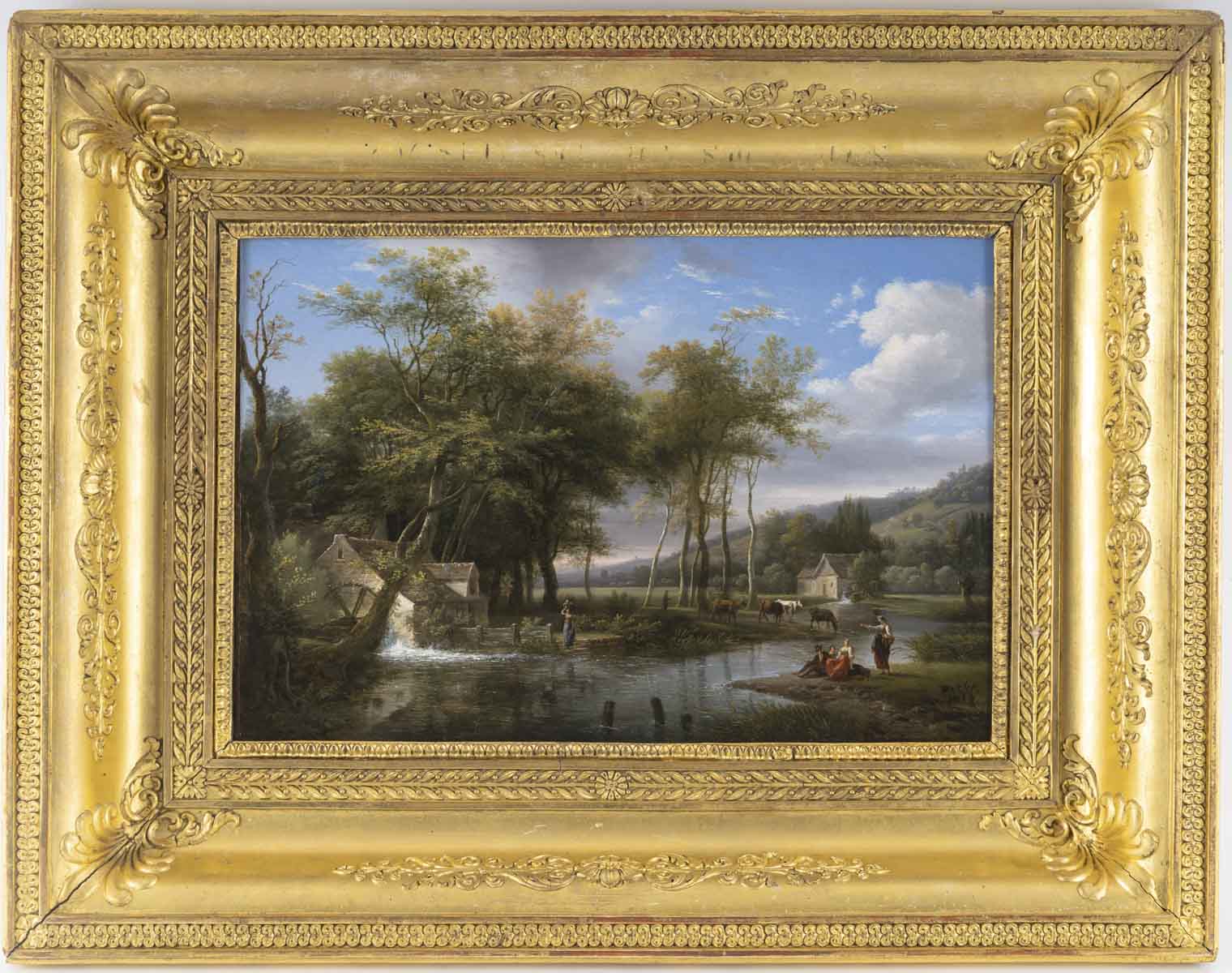 Louis Étienne WATELET (1780-1866) Paysage à la rivière cadre Louis Étienne WATELET (1780-1866) Paysage à la rivière cadre